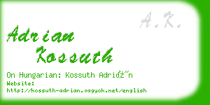 adrian kossuth business card